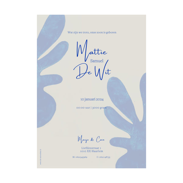 Pre Designed Geboortekaartje (Mattie)